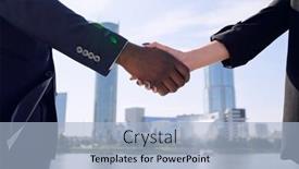  Presentation with intercultural - Cool new presentation design with handshake-of-young-intercultural-business backdrop and a light blue colored foreground