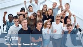  Presentation with young people diversity - PPT layouts featuring handshake-of-young-like-minded background and a teal colored foreground