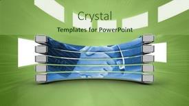  Presentation with green screen - Colorful PPT theme enhanced with handshake-on-abstract-screen-against backdrop and a mint green colored foreground