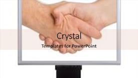  Presentation with my panorama on computer screen - Presentation design featuring handshake on computer screen isolated on white background background and a coral colored foreground