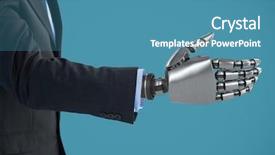  Presentation with blue handshake - PPT layouts featuring handshake with blue background background and a teal colored foreground