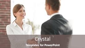  Presentation with handshake - PPT layouts enhanced with handshake-young-business-woman background and a gray colored foreground