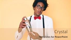 Presentation with bartender - Beautiful presentation design featuring handsome-african-american-bartender-man backdrop and a coral colored foreground