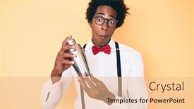  Presentation with bartender - Audience pleasing PPT layouts consisting of handsome-african-american-bartender-man backdrop and a lemonade colored foreground