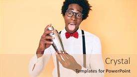  Presentation with bartender - Amazing PPT layouts having handsome-african-american-bartender-man backdrop and a lemonade colored foreground