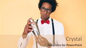  Presentation with bartender - Theme with handsome-african-american-bartender-man background and a coral colored foreground