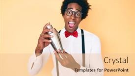  Presentation with bartender - Cool new PPT layouts with handsome-african-american-bartender-man backdrop and a lemonade colored foreground