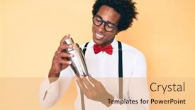  Presentation with bartender - Audience pleasing PPT layouts consisting of handsome-african-american-bartender-man backdrop and a coral colored foreground