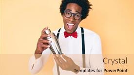  Presentation with bartender - Slide deck consisting of handsome-african-american-bartender-man background and a coral colored foreground
