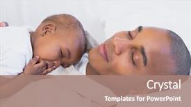  Presentation with african american baby - Colorful PPT theme enhanced with handsome african american boy parents - happy young father napping backdrop and a coral colored foreground