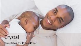  Presentation with african american baby - Slides enhanced with handsome african american boy parents - happy young father napping background and a coral colored foreground