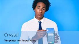  Presentation with simple business - Slides with handsome-african-american-business-man background and a light blue colored foreground