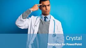  Presentation with skin doctor - Presentation theme enhanced with handsome-african-american-doctor-man background and a teal colored foreground
