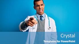  Presentation with doctor african - Cool new slide set with handsome-african-american-doctor-man backdrop and a teal colored foreground