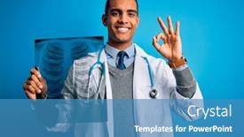  Presentation with xray - Audience pleasing presentation design consisting of handsome-african-american-doctor-man backdrop and a teal colored foreground