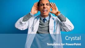  Presentation with deaf - Slide set having handsome-african-american-doctor-man background and a teal colored foreground