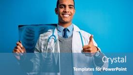  Presentation with doctor african - Slide deck featuring handsome-african-american-doctor-man background and a teal colored foreground