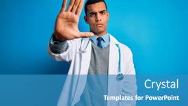  Presentation with doctor african - Beautiful presentation theme featuring handsome-african-american-doctor-man backdrop and a teal colored foreground