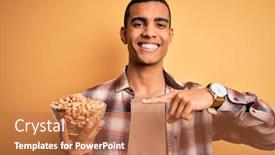  Presentation with peanuts - Amazing slides having handsome-african-american-man-holding backdrop and a coral colored foreground