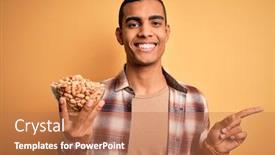  Presentation with peanuts - Colorful presentation theme enhanced with handsome-african-american-man-holding backdrop and a coral colored foreground