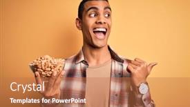  Presentation with peanuts - Amazing slide set having handsome-african-american-man-holding backdrop and a coral colored foreground