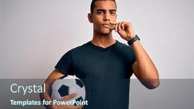  Presentation with lips mouth - Presentation design featuring handsome-african-american-man-playing background and a navy blue colored foreground