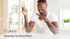  Presentation with african american couples - PPT layouts with looking at the camera pointing background and a lemonade colored foreground