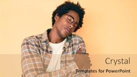 Presentation with hair care - Colorful presentation theme enhanced with handsome-african-american-man backdrop and a coral colored foreground