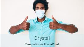  Presentation with medical face mask - Beautiful presentation theme featuring handsome-african-american-man backdrop and a arctic colored foreground