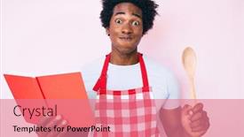  Presentation with recipe book - Presentation design featuring handsome-african-american-man background and a coral colored foreground