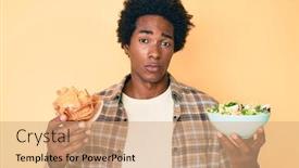  Presentation with afro - Amazing slide deck having handsome-african-american-man backdrop and a coral colored foreground