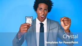  Presentation with detective - Slides enhanced with handsome-african-american-man background and a teal colored foreground