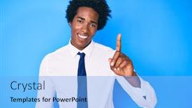  Presentation with african american business - PPT layouts consisting of handsome-african-american-man background and a light blue colored foreground