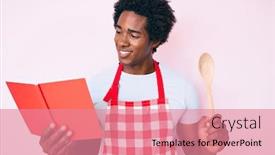  Presentation with recipe book - Amazing presentation theme having handsome-african-american-man backdrop and a coral colored foreground