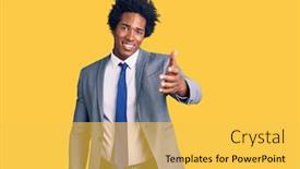  Presentation with friendly - Colorful presentation theme enhanced with handsome-african-american-man backdrop and a yellow colored foreground