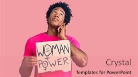  Presentation with african american woman question - Slides having handsome-african-american-man background and a coral colored foreground