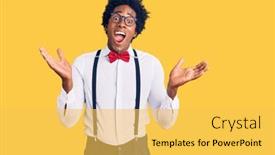  Presentation with afro - Presentation design featuring handsome-african-american-man background and a yellow colored foreground