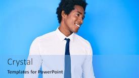  Presentation with business profile - Presentation theme featuring handsome-african-american-man background and a light blue colored foreground