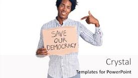  Presentation with democracy - Theme featuring handsome-african-american-man background and a white colored foreground