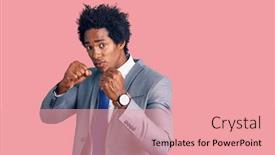  Presentation with african american business - Slide set consisting of handsome-african-american-man background and a coral colored foreground