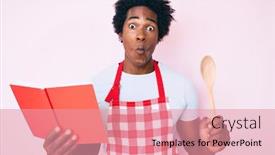  Presentation with recipe book - PPT theme having handsome-african-american-man background and a coral colored foreground