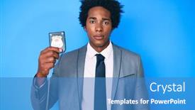  Presentation with afro - Beautiful PPT layouts featuring handsome-african-american-man backdrop and a teal colored foreground
