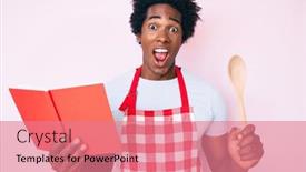  Presentation with recipe book - Slide deck consisting of handsome-african-american-man background and a coral colored foreground