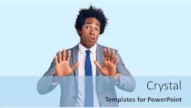  Presentation with african american business - PPT layouts having handsome-african-american-man background and a light blue colored foreground