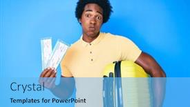  Presentation with cabin - Colorful slide set enhanced with handsome-african-american-man backdrop and a light blue colored foreground