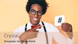  Presentation with afro - PPT theme enhanced with handsome-african-american-man background and a coral colored foreground