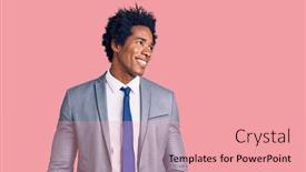  Presentation with african american business - Cool new slide deck with handsome-african-american-man backdrop and a coral colored foreground