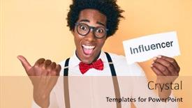  Presentation with influencer - Presentation theme with handsome-african-american-man background and a coral colored foreground