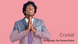  Presentation with african american business - Presentation design enhanced with handsome-african-american-man background and a coral colored foreground