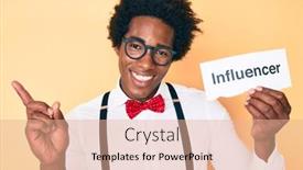  Presentation with influencer - Beautiful PPT layouts featuring handsome-african-american-man backdrop and a coral colored foreground